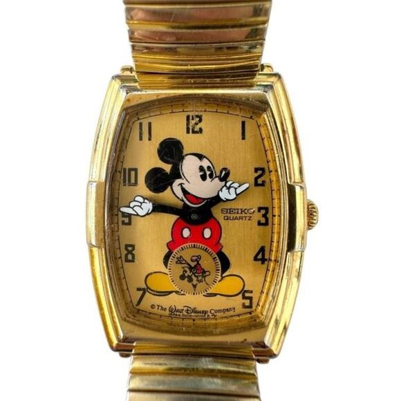 Seiko Mickey Mouse Gold Quartz Watch Disney 1980s – For Parts/Repair - Picture 3 of 11